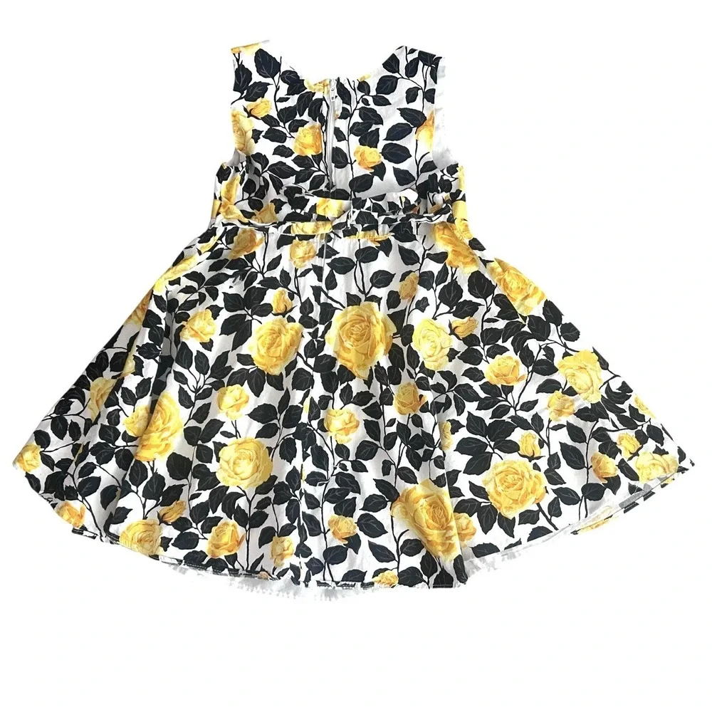 Bonnie Jean Dress Yellow Floral Rose Girls 3T Lined Bow‎ Spring Easter Bloomcore